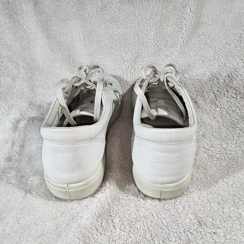 ECCO SOFT WHITE LEATHER SNEAKERS SIZS 10/10.5